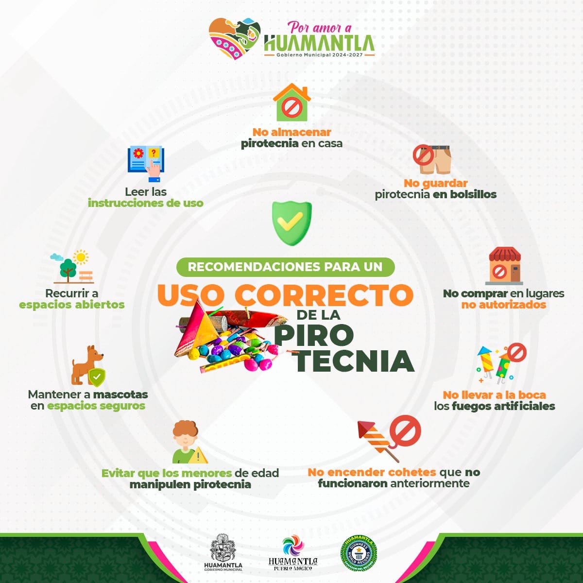 Protección Civil de Huamantla recomienda uso seguro de pirotecnia en las fiestas navideñas